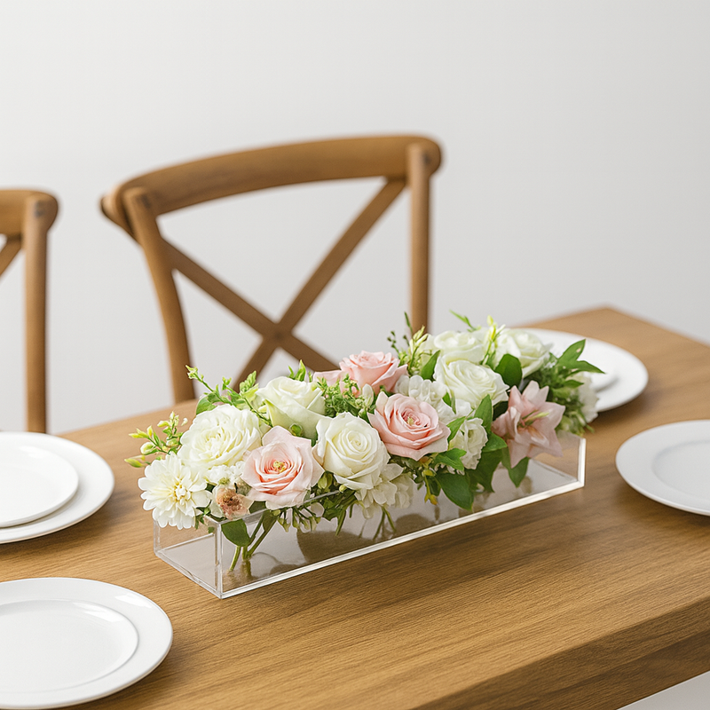 CrystalVase™ vaso centro de mesa acrílico transparente com flores