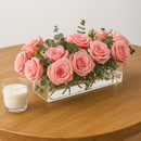 CrystalVase™ – Vaso Centro de Mesa Acrílico Transparente | 4 Tamanhos · Flores Naturais