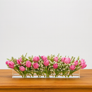 CrystalVase™ – Vaso Centro de Mesa Acrílico Transparente | 4 Tamanhos · Flores Naturais