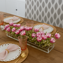 CrystalVase™ – Vaso Centro de Mesa Acrílico Transparente | 4 Tamanhos · Flores Naturais