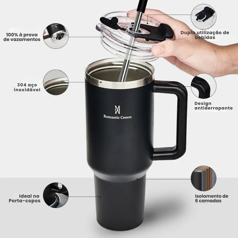 CrownCup canudo reutilizável inox kit limpeza