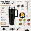 CrownCup™ – Copo Térmico Inox 304 1200ml | 24h Gelado · 12h Quente