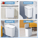 WallBin™ – Lixeira Suspensa de Parede 9L com Abertura por Botão para Banheiro