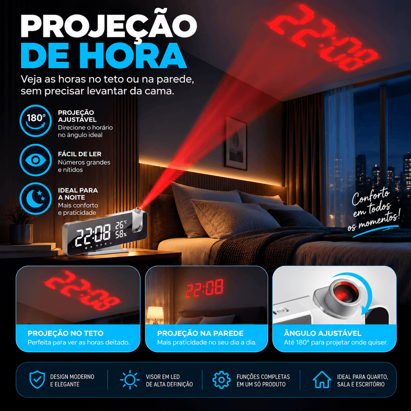 TimeLux relógio quarto mesa cabeceira uso noturno