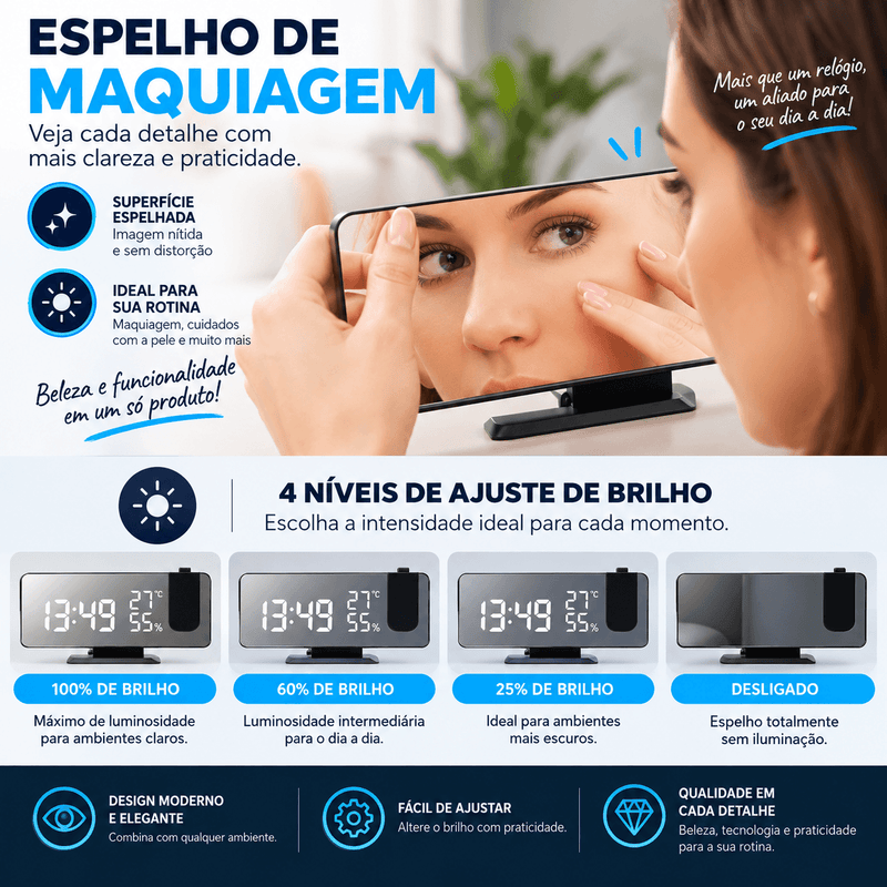 TimeLux alarme integrado USB sem pilha acordar