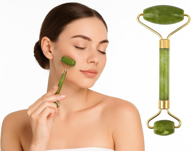 Kit Rolo Jade + Gua Sha massagem facial