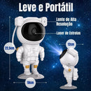 AstroGlow – Projetor Astronauta Galáxia Céu Estrelado | Nebulosa 360° · 8 Cores · Timer