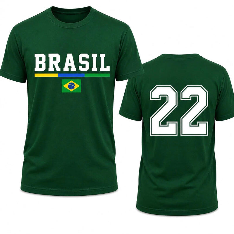 Camiseta 22Brasil Verde Estampa Brasil Número 22 Algodão